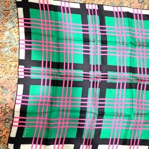 Vintage Echo Silk pink/green scarf 23" square